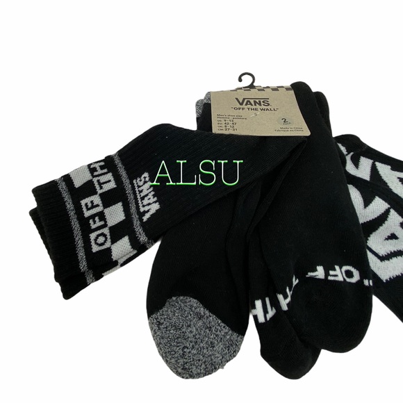 VANS Men’s Crew 2 pack Socks Black, size 9-13 - Picture 8 of 8